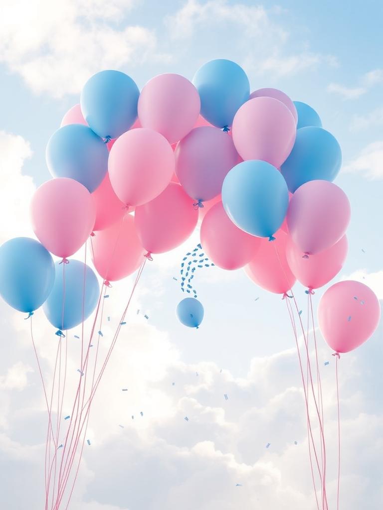 Modelo de convite Balões Rosa e Azul